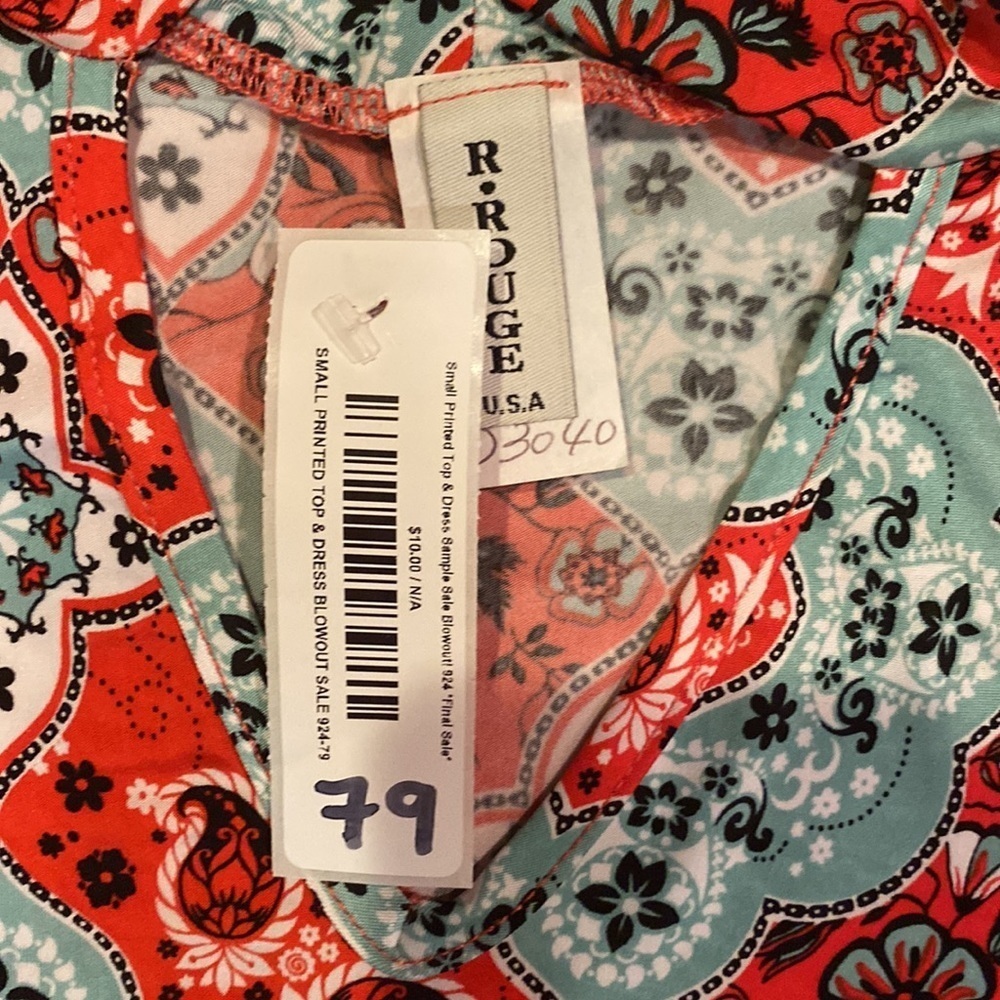 NWT R Rouge Blue and Red Patterned Dress Size Small - Picture 2 of 3